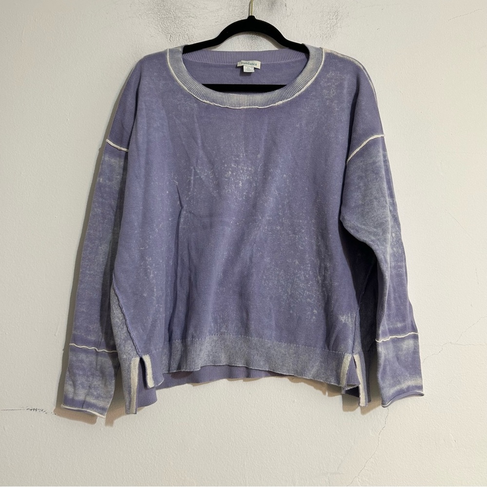 Sundance Acid Washed Purple Crewneck Sweatshirt Cotton Large Petite